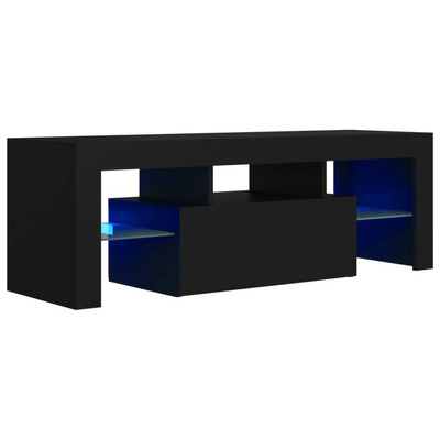 vidaXL Szafka pod TV z oświetleniem LED, czarna, 120x35x40 cm
