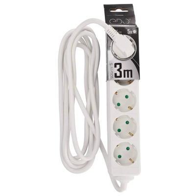 Przedłużacz domowy przenośny LOGAN S White 5 - krotny Schuko 3m EDO777572 EDO Solutions