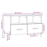 vidaXL Szafka pod TV, biała, wysoki połysk, 80x36x50 cm