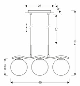 LUMOS lampa wisząca 3x20W G9 chrom klosze szklane 14 cm grafitowe nowoczesna elegancka oprawa oświetleniowa salon jadalnia kuchnia glamour