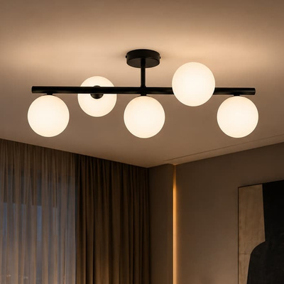 Prosta lampa sufitowa z białymi kloszami, 5 x G9 K-5859 z serii FILO