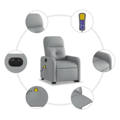 vidaXL Podnoszony fotel masujący, elektryczny, rozkładany, jasnoszary wariant 29