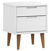 Szafka nocna MOLDE, biała, 40x35x48 cm, lite drewno sosnowe