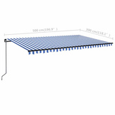 vidaXL Ręcznie zwijana markiza z LED, 500 x 300 cm, niebiesko-biała