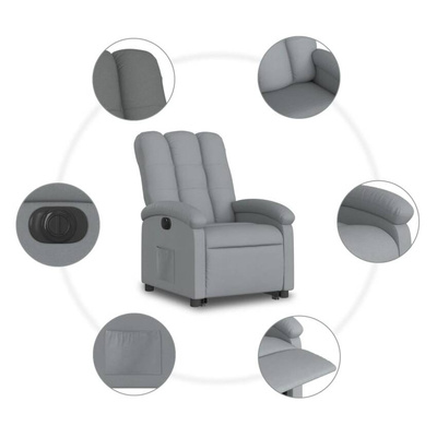vidaXL Podnoszony fotel masujący, elektryczny, rozkładany, jasnoszary wariant 6