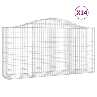 Kosze gabionowe, 14 szt, 200x50x100/120cm, galwanizowane żelazo