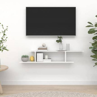 vidaXL Wisząca szafka pod TV, biel z połyskiem, 125x18x23 cm