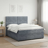 Łóżko z box spring LED z materacem ciemnoszary 140 x 200 cm