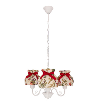Lampa wisząca z abażurami Rozano biała potrójna kwiatowy abażur do salonu