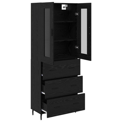 Highboard 2 szt. Czarny Dąb 69,5 x 34 x 180 cm