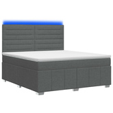 Łóżko z box spring LED z materacem ciemnoszary 180 x 200 cm
