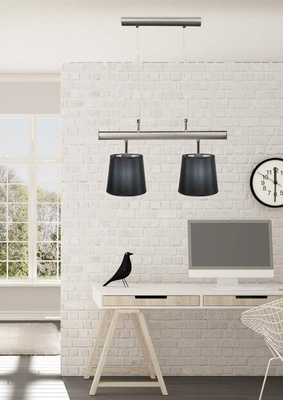 Lampa wisząca z abażurami Milonga podwójna czarny abażur do salonu