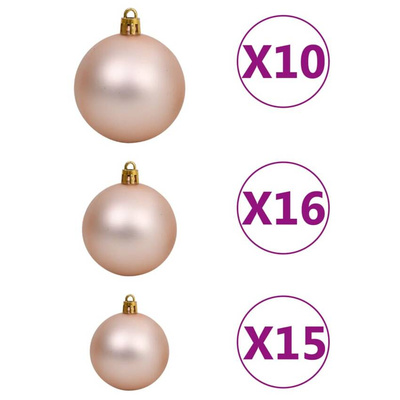 vidaXL Sztuczna choinka z lampkami i bombkami, czarna, 210 cm, PVC