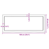 Półka, brązowa, 100x40x(2-6) cm, lakierowane lite drewno dębowe