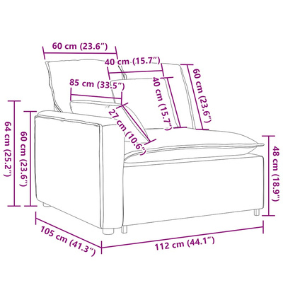 Modułowy podłokietnik sofy modułowej z poduszkami ciemnozielona 100 cm