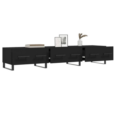 vidaXL Szafka pod TV, czarna, 150x36x30 cm, materiał drewnopochodny