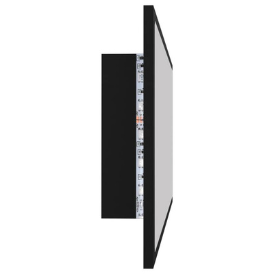 vidaXL Lustro łazienkowe z LED, czarne, 100x8,5x37 cm, akryl