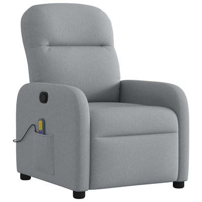 Rozkładany fotel masujący, jasnoszary, obity tkaniną model standard