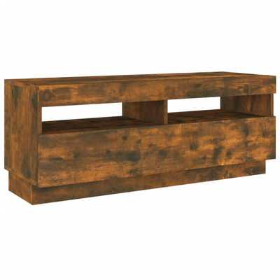vidaXL Szafka pod TV z oświetleniem LED, przydymiony dąb, 100x35x40 cm
