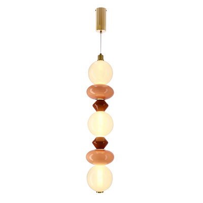 FLORES lampa wisząca mosiężny+brązowy+pomarańczowy 20W LED 3000K klosz biały