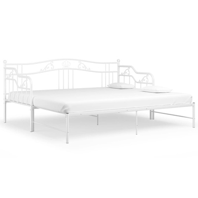 Sofa z wysuwaną ramą łóżka, biała, metalowa, 90x200 cm vidaXL