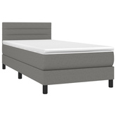 vidaXL Łóżko kontynentalne z materacem, ciemnoszara tkanina 90x200 cm wariant 19
