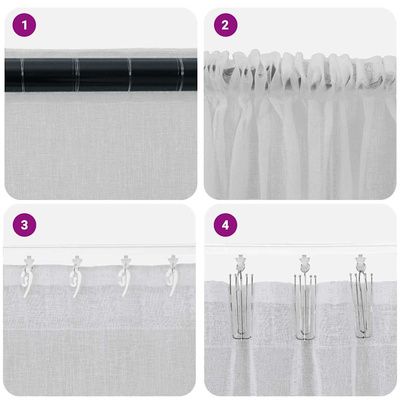 Firany Voile 2 pcs Jasnoszary 175 x 140 cm Poliester