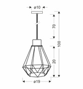 Lampa wisząca czarna + złoty druciany klosz Primo 31-06189