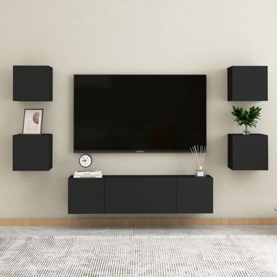 vidaXL Wiszące szafki telewizyjne, 2 szt., czarne, 30,5x30x30 cm