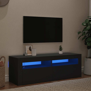 Szafka pod TV z oświetleniem LED, czarna, 120x35x40 cm