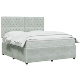 Łóżko z box spring LED z materacem jasnoszary 140 x 190 cm