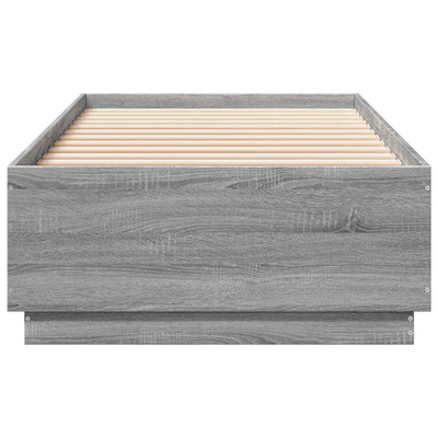 Łóżko z ramą z LED Szary Sonoma 80 x 200 cm Drewno inżynieryjne