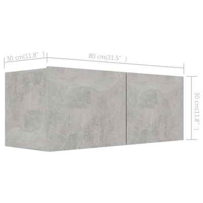 vidaXL Szafki telewizyjne, 4 szt., szarość betonu, 80x30x30 cm, płyta