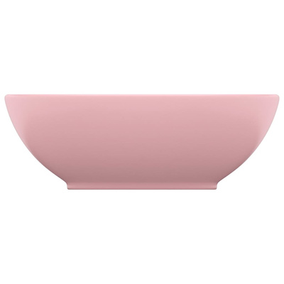 Luksusowa, owalna umywalka, matowy róż, 40x33 cm, ceramiczna