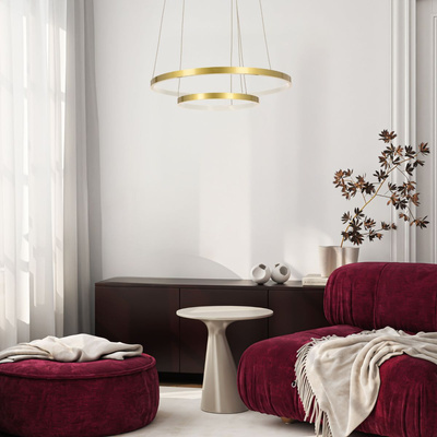 Lampa wisząca LED 40W 50cm podwójny ring złota Lune 32-76281