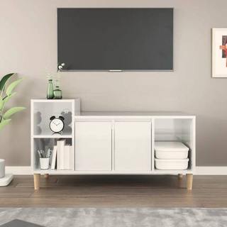 vidaXL Szafka pod TV, wysoki połysk, biała, 100x35x55 cm wariant 4