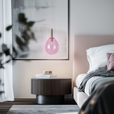 Lampa wisząca szklana LUKKA z różowym kloszem – minimalistyczna lampa nad stół LED