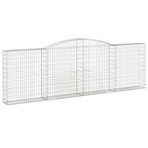 Kosze gabionowe, 7 szt, 400x30x120/140 cm, galwanizowane żelazo