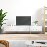 vidaXL Szafka pod TV, wysoki połysk, biała, 150x36x30 cm