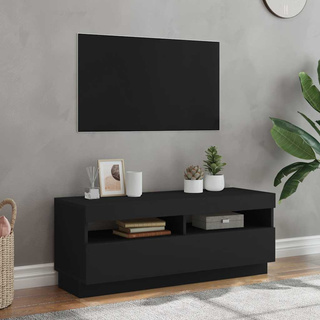 Szafka pod TV z oświetleniem LED, czarna, 100x35x40 cm
