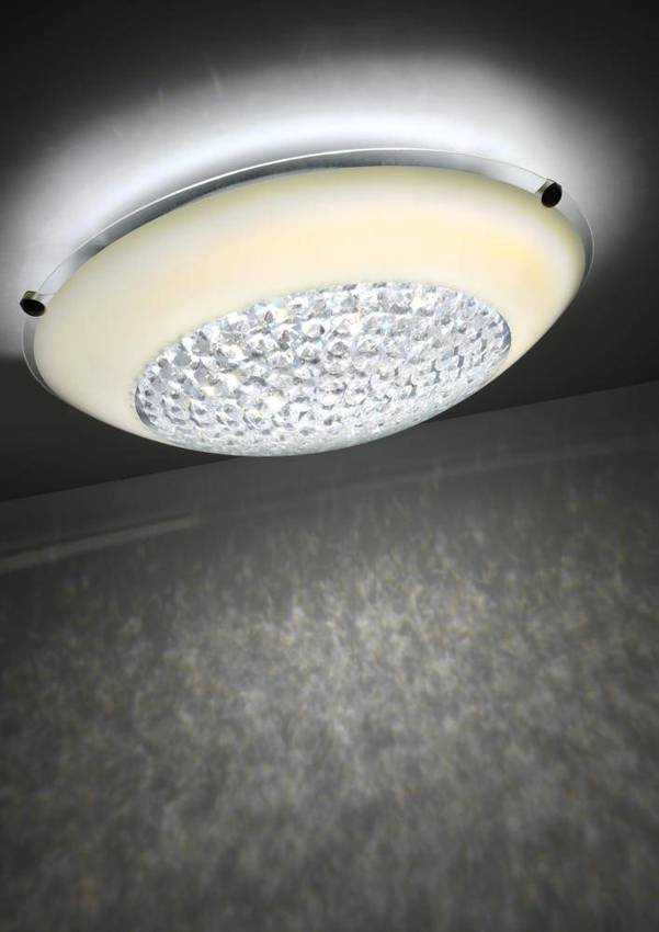 Plafon biały LED z kryształkami Pristina 14-73150