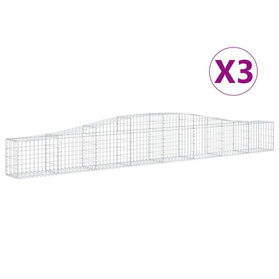 Kosze gabionowe, 3 szt, 400x30x40/60 cm, galwanizowane żelazo