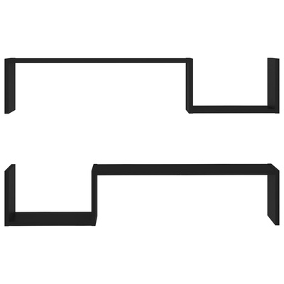 Półki ścienne, 2 szt., czarne, 100x15x20 cm