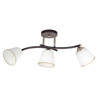 Lampa Sufitowa Brunatny+Złoty 3X40 E27 Klosz Biały Greco
