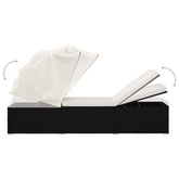 vidaXL Leżak z zadaszeniem i poduszką, polirattan, kremowy