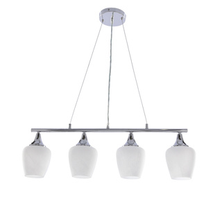 ELECTRA lampa wisząca chromowa 4x60W E27 białe klosze nowoczesna lampa sufitowa do salonu jadalni kuchni efektowny design