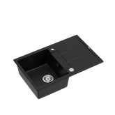 MORGAN 111 GraniteQ zlewozmywak pure carbon z syfonem Push To Open 1-komorowy z/o / elementy stal szlachetna
