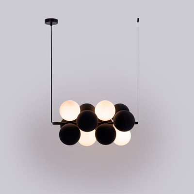 Lampa wisząca Szklana 4 kule Świetlne oraz 8 kul dzwiękochłonnych Szarych 4xG9 65cm Abruzzo Vino