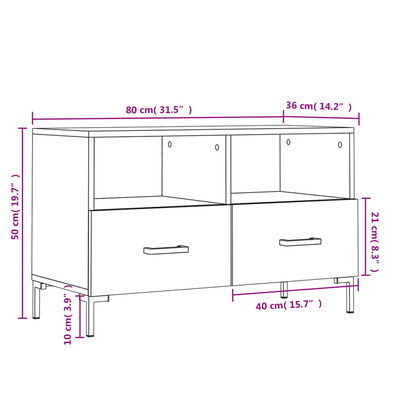 vidaXL Szafka pod TV, czarna, 80x36x50 cm, materiał drewnopochodny model standard