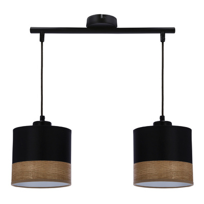 Lampa wisząca z abażurem Porto czarna podwójna do jadalni nad stół